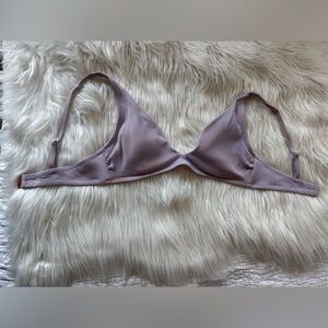 Shade & Shore Ribbed Mauve Triangle Bikini Top